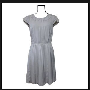 LC Lauren Conrad Gray Embroidered Trim Pleated Dress Size M Coquette Soft